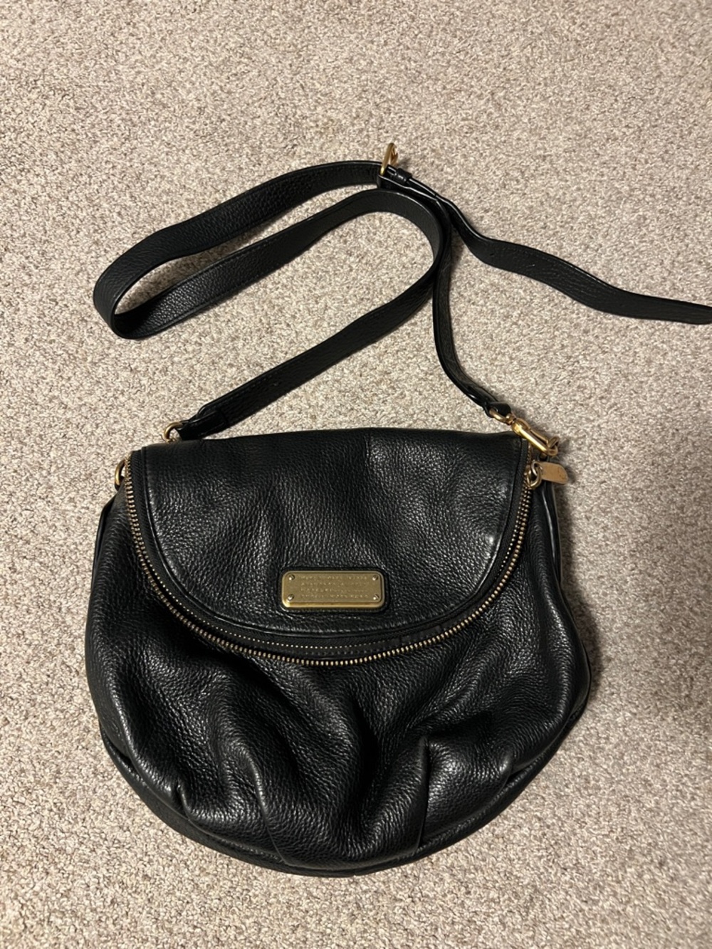 Marc By Marc Jacobs Black Leather Crossbody with Gold Hardware